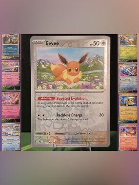 Pokémon Prismatic Evolutions Reverse Holo Eevee 074 + 8 Holo Eeveelutions Set NM
